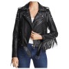 Women Punk Style Black Studded Biker Leather Jacket Gothic Brando Rock Punk Jacket